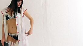 Yo, this horny doctor fingers her ass to climax! 😈