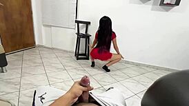 stepdaughter twerks in short skirt, stepfather gets hard from bouncing ass