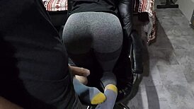 Babe Teases Ass And Cums On Soles