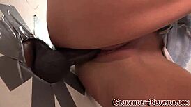 busty slut milks big black cock at gloryhole 😏