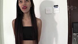 Skinny 18 Year Old Filipina Takes a Giant Cock Pounding Hard