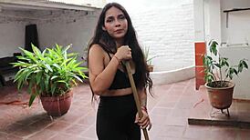 innocent employee gets seduced by boss and they fuck on the balcony