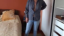 hidden cam catches wife’s stepmother dressing up and touching herself with huge curves. total sneaky peek!