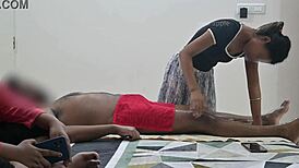 Flashing My Dick to Massage Girl While Wife Watches