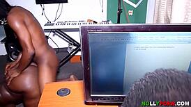 sex in the office gets wild with nollyporn showing off big ebony curves.