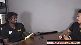 The Muscle Security Officer Just Gave a Hot Bj and Then Bareback Drilled the Gay Guy.