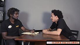 The Muscle Security Officer Just Gave a Hot Bj and Then Bareback Drilled the Gay Guy.