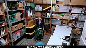 Shoplyfter teen Lexi Lore complies with security officer using her tight pussy.
