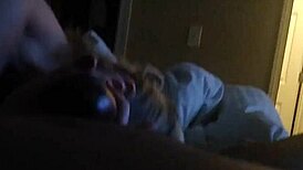 An older woman gives a blowjob and licks his ass