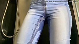 Pee in Jeans Turned into a GOLDEN SHOWER on My Face. What a Wet Mess!