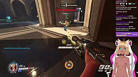 Vtuber Lewdneko gets spanked while playing Overwatch, part 2