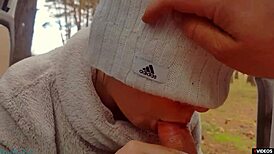 Highway Milf Whore Gives Blowjob with Face Cumshot