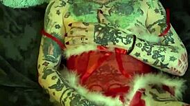 Tattooed MILF Masturbates Clit To Orgasm On Christmas Shelf