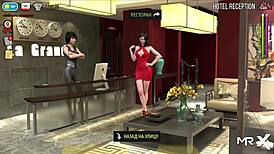 He inserts his cock into her pussy right in the men's toilet during the game