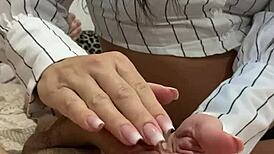 Secretary Delivers Amazing Handjob With Sensual Massage