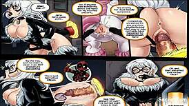 Hey, Deadpool messing with portals in wild hentai gang action!