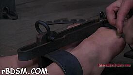 Gagged hotty fastened for intense clit pleasure session! 😈