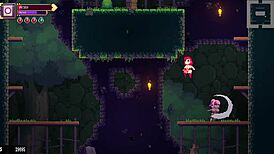 Scarlet maiden faces intense boss battle in hentai game part 3, exploring new erotic areas.