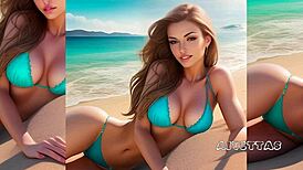 my name's sandra, still unfucked, young virgin naked on beach, ai-generated.