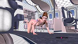 Beautiful teen 18+ girl poses and fingers pussy in animated 3d airplane hentai scene