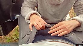 Highway Milf Whore Gives Blowjob with Face Cumshot