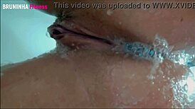 Brazilian hottie films her steamy bath before bed for the web