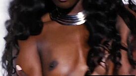 hey, check out muscular ana foxxx doing this sensual striptease with her natural tits