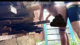 on friend's anniversary, fucked his big ass teen in backyard lingerie