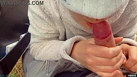 Highway Milf Whore Gives Blowjob with Face Cumshot