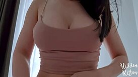 teasing my big titty asian girlfriend in a hidden quickie.