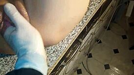 lucy ravenblood, the whore, gets her pussy destroyed in the kitchen with toys.