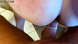 Ever seen a Tinder girl bent over for hard pounding on the first date? Redhead takes it rough in POV.