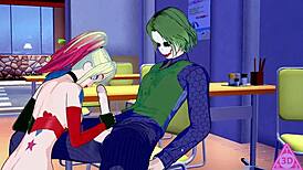 harley quinn, want to see her blowjob and handjob in hentai?