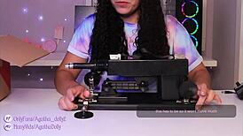 agatha dolly unboxes her new sex machine. her latina ass shakes at incredible speed on all fours.