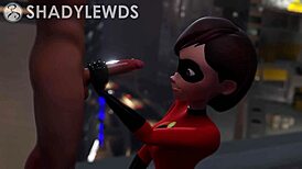 Helen Parr Gets Rooftop Handjob in 3D Cartoon Sex