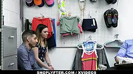 Mall cop fucks and dominates hot girlfriend in front of cuckold boyfriend