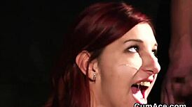 Spicy Kitten Swallows Huge Sperm Load on Face!
