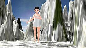 Anime girl leo tries mixed bathing in a secluded hot spring without a towel