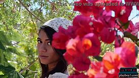 On a relaxing country ranch, petite asian teen hannah le strips naked for playboy, showcasing her small tits and ass