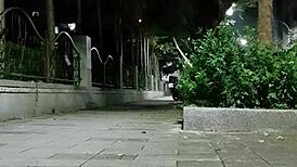 Asian Ladyboy in Heels Masturbates Outdoors in Office Attire