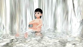 Anime girl leo tries mixed bathing in a secluded hot spring without a towel
