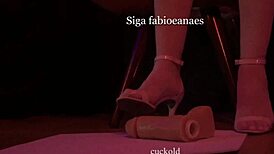 hotwife showing off high heels and stockings for cuckold fetish on her feet