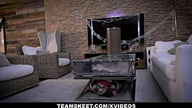 petite redhead cleo clementine in costume gets tricked and fucked