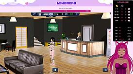 Vtuber lewdneko continues playing harem hotel in part 14