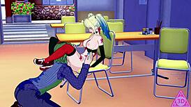 harley quinn, want to see her blowjob and handjob in hentai?