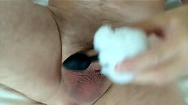 a tail plug in my ass while pumping my hard dick. it feels so wild and raw.