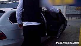 Rich girl Paola bent over for hard ass fucking by big dick driver.