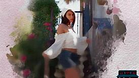 On a relaxing country ranch, petite asian teen hannah le strips naked for playboy, showcasing her small tits and ass