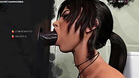 Busty Slut Lara Croft Sucks Huge BBC at Glory Hole