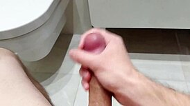curious solo play in bathroom ends with huge release